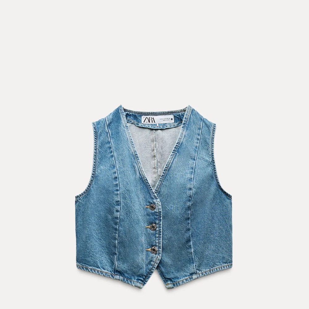 Zara Light Blue Denim Vest